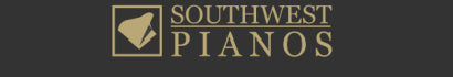 Southwest Piano Logo, An Upright Piano with text reading southwest pianos next to it.